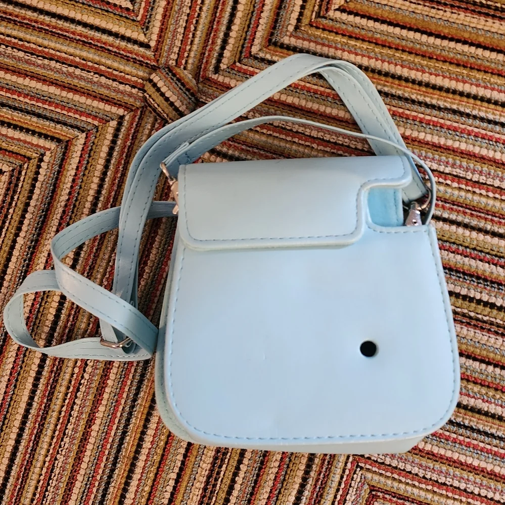Instax Light Blue Camera Case with strap and pocket